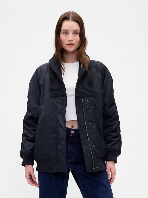 blouson bomber oversize à bordure en maille