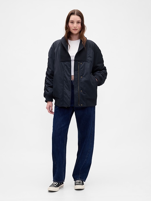 blouson bomber oversize à bordure en maille
