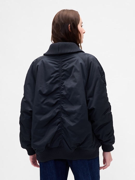 blouson bomber oversize à bordure en maille