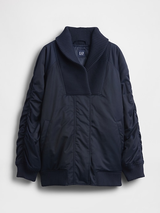 blouson bomber oversize à bordure en maille