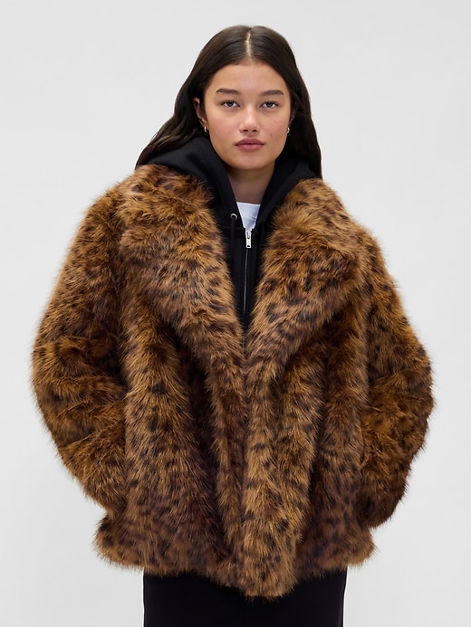 manteau en fausse fourrure léopard