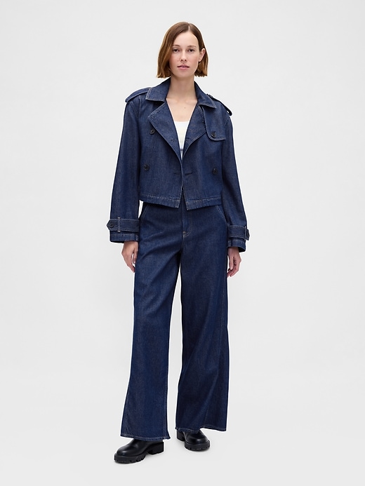 veste trench courte en denim ultra-doux