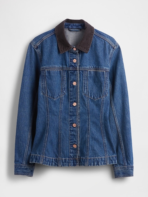 veste en jean longue cintrée