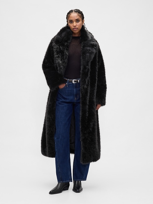 manteau long en fausse fourrure