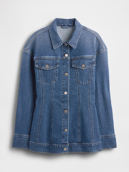 veste en jean longue cintrée