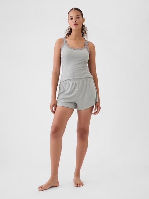 short de pyjama côtelé décontracté à mini côtes