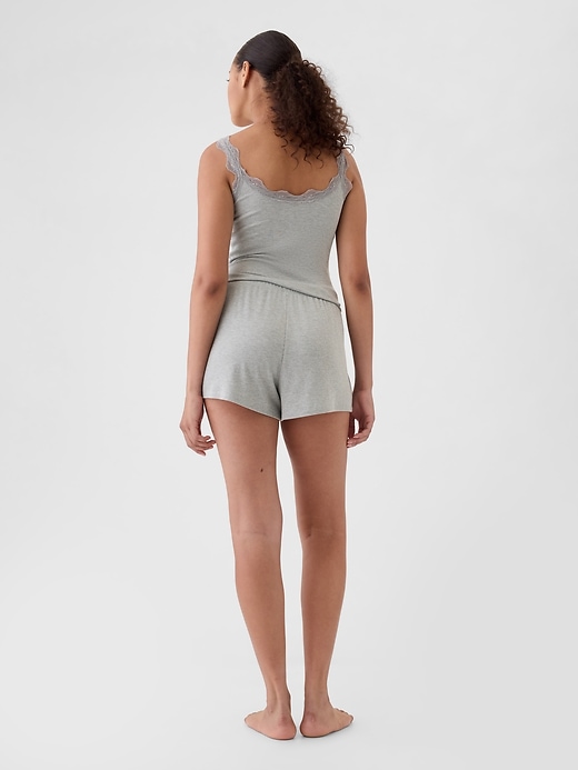 short de pyjama côtelé décontracté à mini côtes