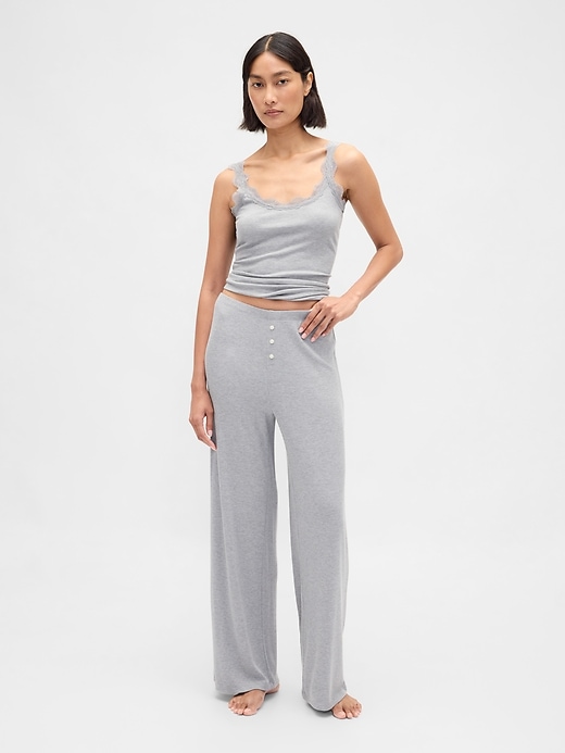 pantalon de pyjama à jambes larges en mini côtes