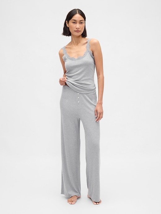 pantalon de pyjama à jambes larges en mini côtes