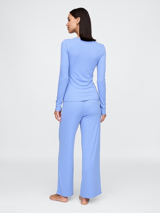 pantalon de pyjama à jambes larges en mini côtes