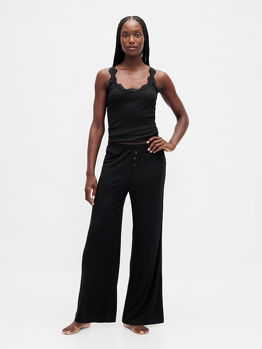 pantalon de pyjama à jambes larges en mini côtes