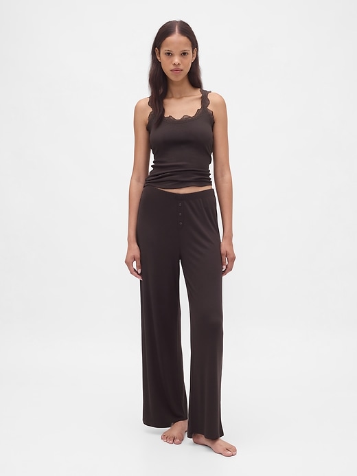 pantalon de pyjama à jambes larges en mini côtes