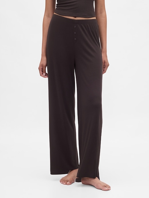 pantalon de pyjama à jambes larges en mini côtes