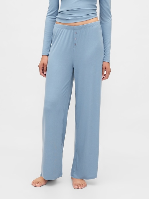 pantalon de pyjama à jambes larges en mini côtes