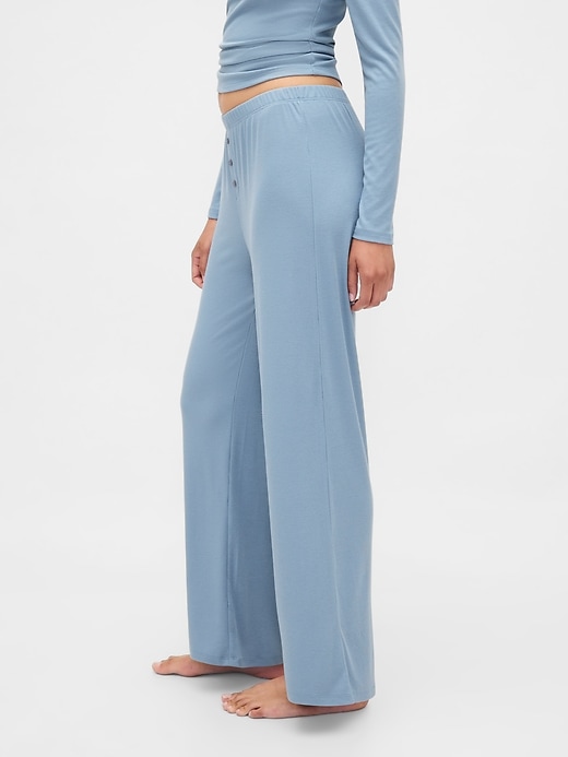 pantalon de pyjama à jambes larges en mini côtes