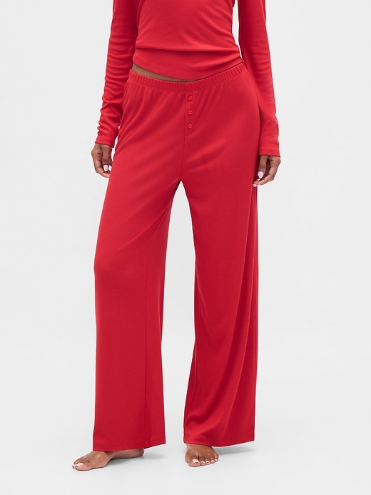 pantalon de pyjama à jambes larges en mini côtes