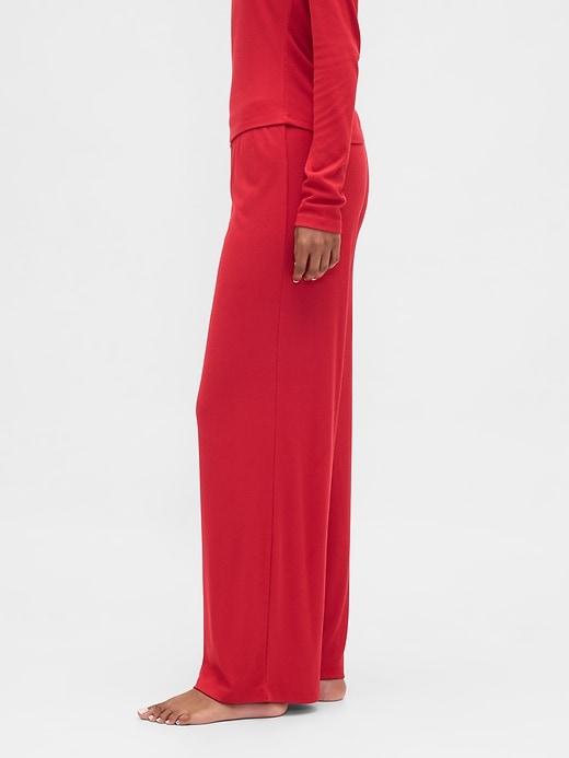 pantalon de pyjama à jambes larges en mini côtes