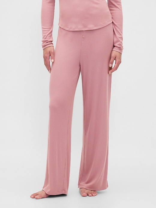 pantalon de pyjama à jambes larges en mini côtes