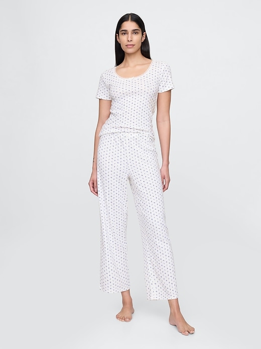 pantalon de pyjama court en maille ajourée
