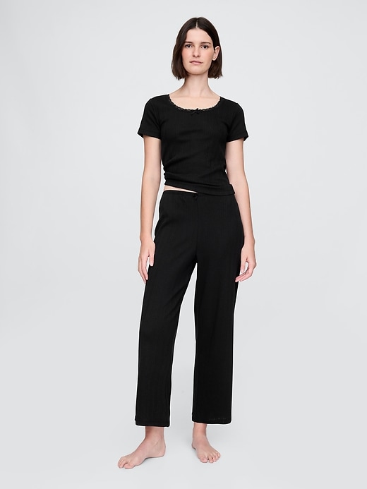 pantalon de pyjama court en maille ajourée