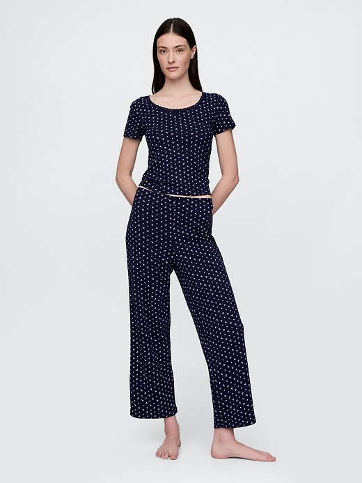 pantalon de pyjama court en maille ajourée