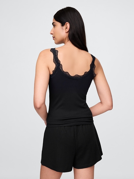 débardeur de pyjama mini côtelé en dentelle
