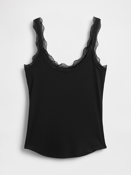 débardeur de pyjama mini côtelé en dentelle