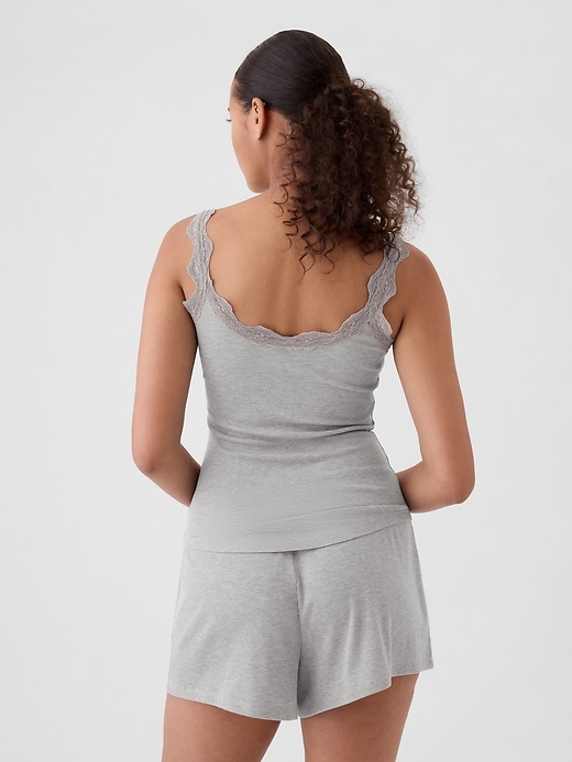 débardeur de pyjama mini côtelé en dentelle