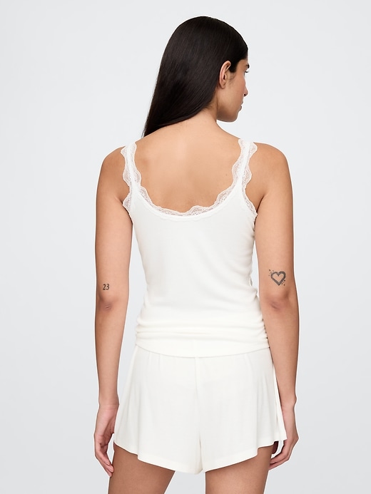 débardeur de pyjama mini côtelé en dentelle