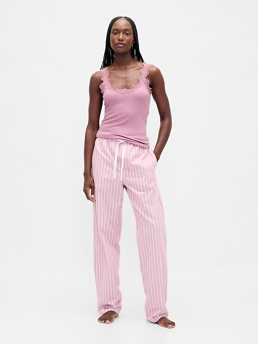 débardeur de pyjama mini côtelé en dentelle
