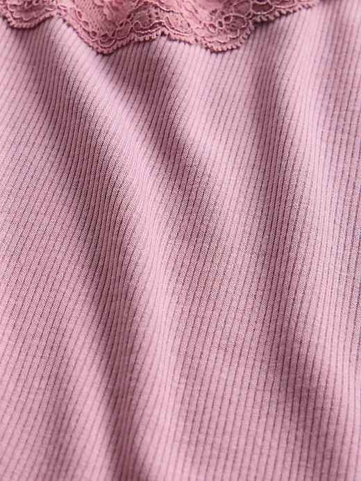 débardeur de pyjama mini côtelé en dentelle
