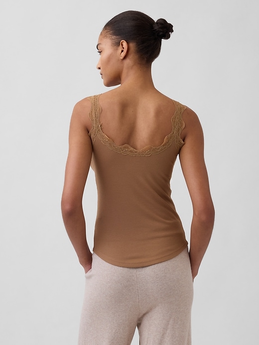 débardeur de pyjama mini côtelé en dentelle