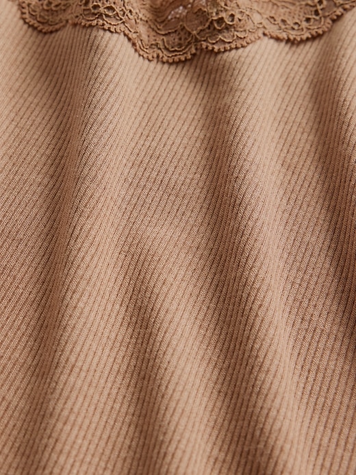 débardeur de pyjama mini côtelé en dentelle