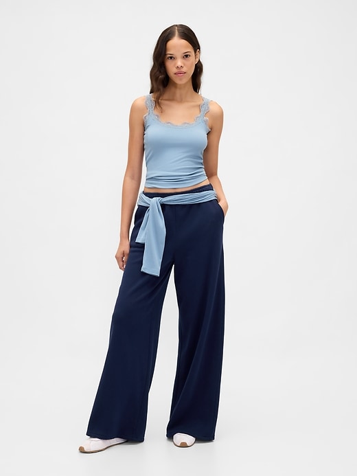 débardeur de pyjama mini côtelé en dentelle