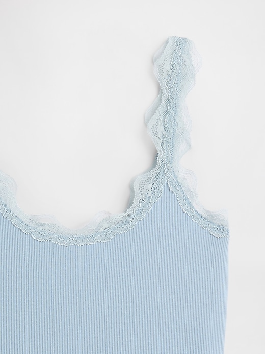 débardeur de pyjama mini côtelé en dentelle
