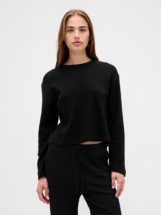 haut de pyjama court à motif gaufré