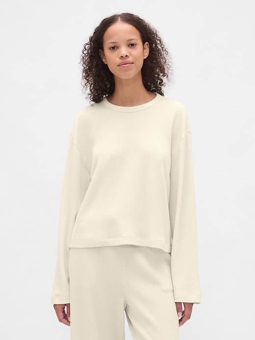 haut de pyjama court à motif gaufré