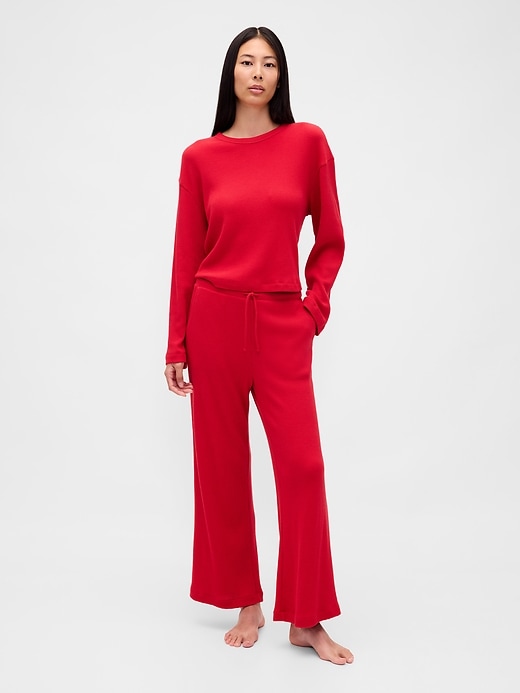 pantalon de pyjama gaufré à jambes larges