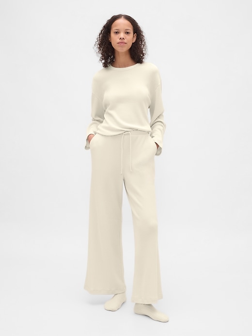 pantalon de pyjama gaufré à jambes larges