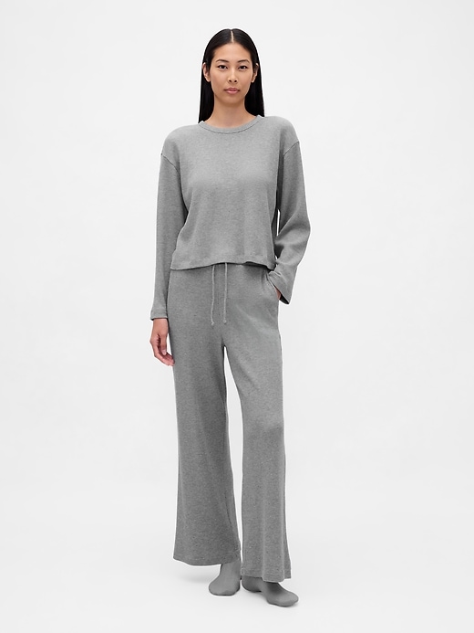 pantalon de pyjama gaufré à jambes larges