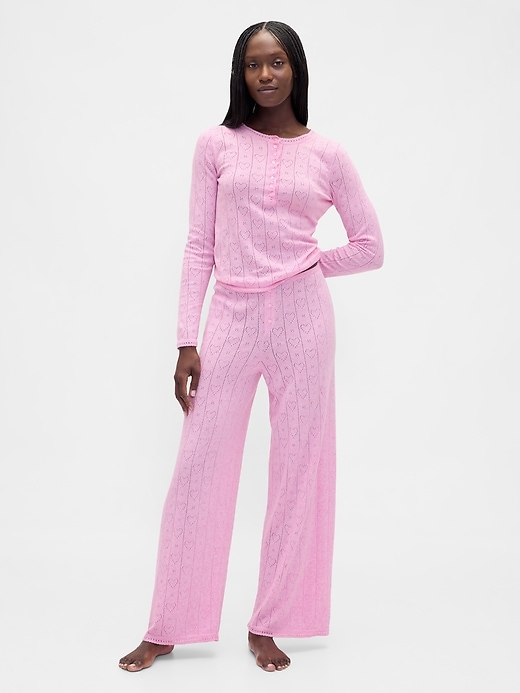 haut de pyjama léger cashsoft à motif cœur ajouré