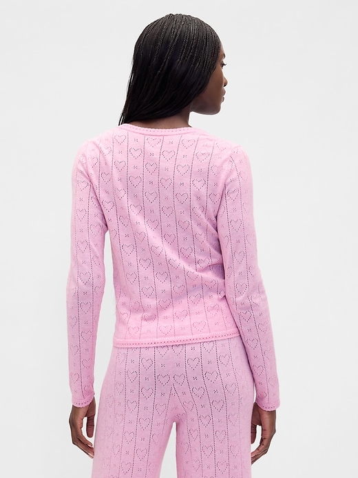 haut de pyjama léger cashsoft à motif cœur ajouré
