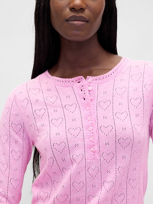 haut de pyjama léger cashsoft à motif cœur ajouré
