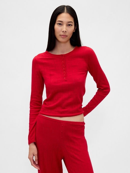 haut de pyjama léger cashsoft à motif cœur ajouré