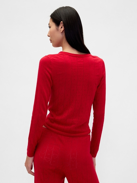 haut de pyjama léger cashsoft à motif cœur ajouré