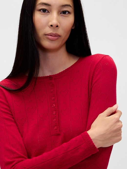 haut de pyjama léger cashsoft à motif cœur ajouré