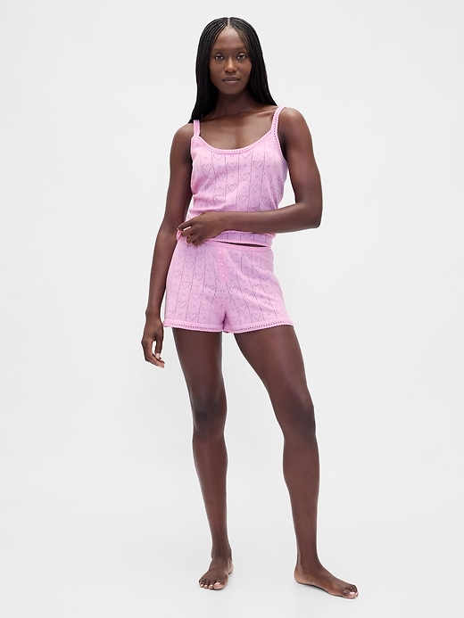 short de pyjama léger cashsoft à motif cœur ajouré