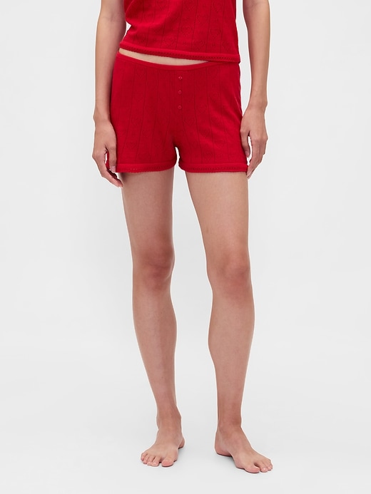 short de pyjama léger cashsoft à motif cœur ajouré
