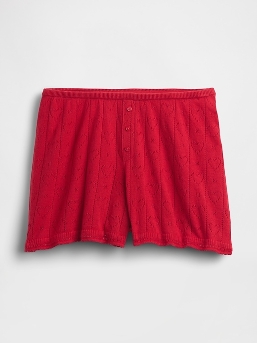 short de pyjama léger cashsoft à motif cœur ajouré