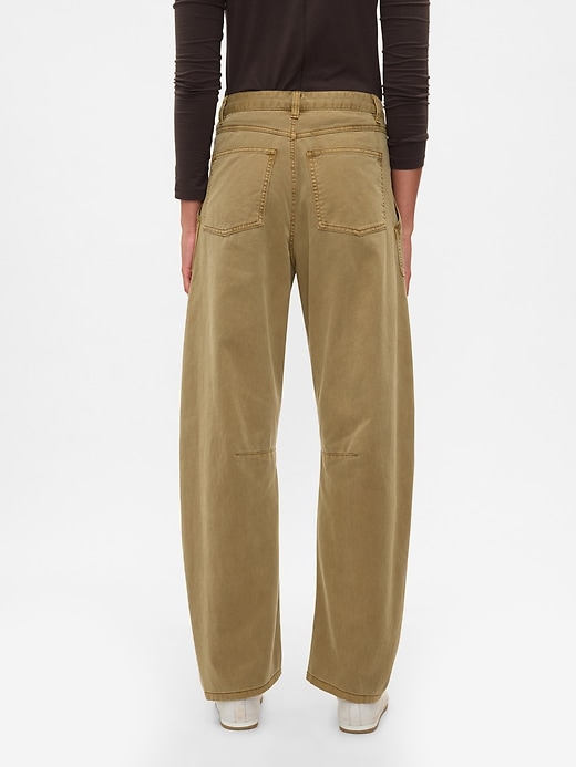 pantalon baril en sergé taille mi-haute